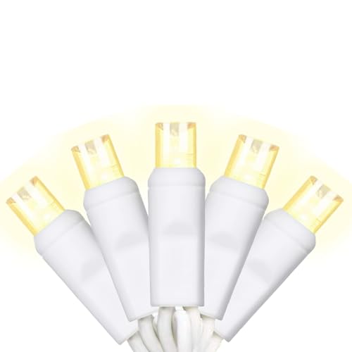 50 Counts Warm White LED Christmas Lights - 25ft Christmas Tree Lights Commercial Grade Outdoor Waterproof, White Wire War...