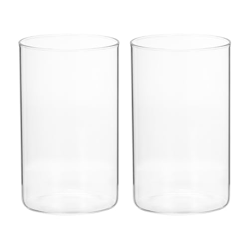 PATIKIL Glass Cylinder Vase, 2 Pcs 4.7" Tall and 3.3" Dia Flower Vase Floating Candle Holder Vase for Home Decor Wedding C...