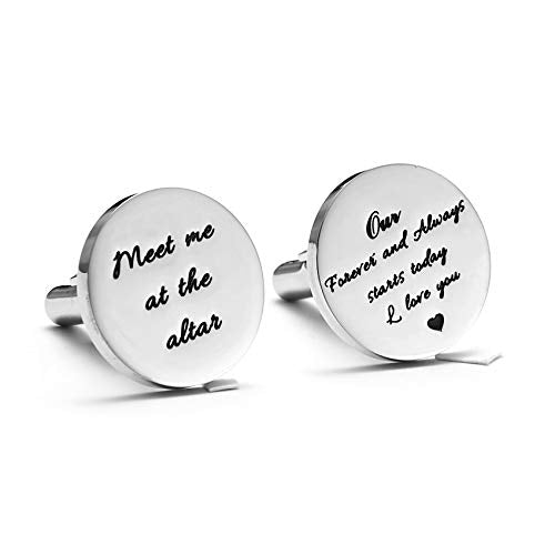 Melix Home Stainless Steel CuffLinks for Men Groom Meet Me at The Altar Wedding Gifts Cuff Links