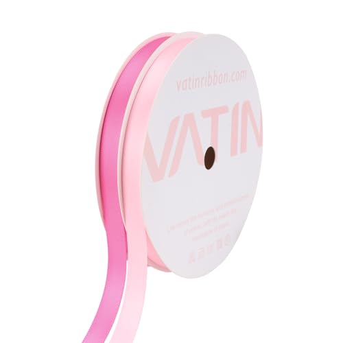 VATIN Pink & Hot Pink 2 Rolls Double Faced Satin Ribbon 3/8" Wide X 10 Yards Each, Total 20 Yards Silk Ribbons for Gift Wr...