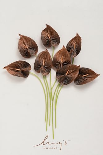 Ling's moment Anthurium Artificial Flowers, 8pcs Faux Anthurium Stems, PU Foam Greenery Plant for DIY Wedding Bouquets Cen...