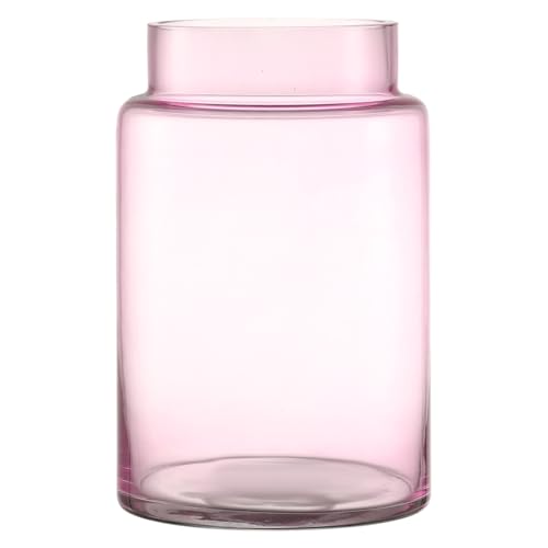 PORPAN Large Glass Vase, 9 Inch Flower Vase, Glass Flower Vase for Bouquet, Wide Mouth Vase for Flowers, Pink Tall Vases, ...