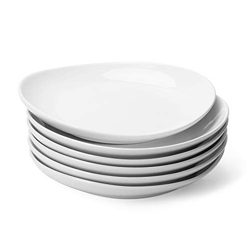 Sweese Porcelain 7.8 Inch Dessert Plates Set of 6 - White Salad Plates, Appetizer Plates, Small Plates - Dishwasher, Micro...
