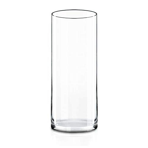 CYS Excel Clear Glass Cylinder Vase (H:12" D:4") | Multiple Size Choices Glass Flower Vase Centerpieces | Hurricane Floati...