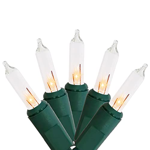 MULTI-SPARKING Christmas Lights 5Ft 10 Counts Classic Clear Incandescent Mini String Lights Green Wire Warm White for Indo...