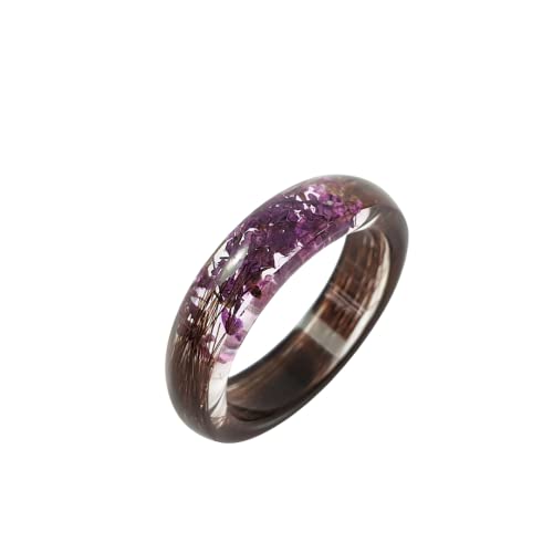 Lock of Hair Keepsake Ring with Purple Flowers Memorial Jewelry Mom Dad Nan Child Pet Loss Horse Custom Resin Band
