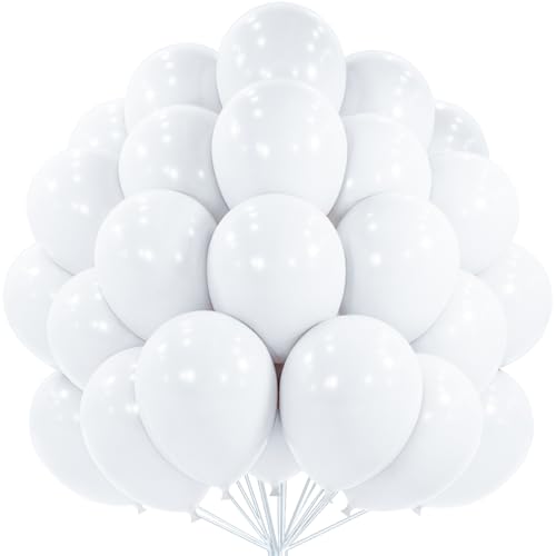PartyWoo White Balloons 100 pcs 12 Inch Latex Helium Pastel White Balloons for Wedding Baby Shower Birthday Bridal Shower ...