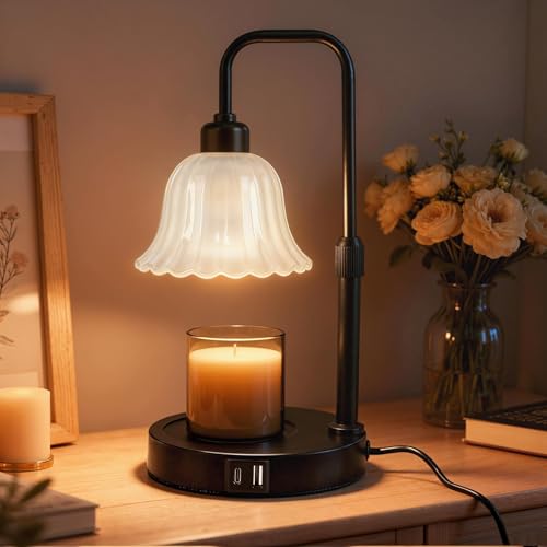 DomeStar Flower Candle Warmer Lamp, Adjustable Height Wax Melting Unique Lamp with Timer & Dimmer, Vintage Bedroom Decor f...