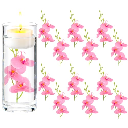 LARDUX ARDUX (12 Pieces) Artificial Flowers for Floating Candles Mini Artificial Orchid Flower Vase Fillers for Wedding Di...