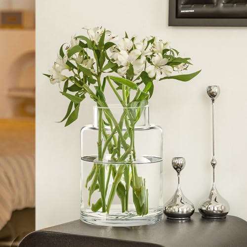 Clear Glass Vases Flower Vases for Centerpieces 9" Large Glass Cylinder Vase for Home Wedding Party Events Office Entryway...