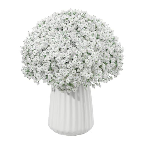 LINSIE 30 PCS 5 Bundles Small White Flowers Artificial Flowers Babys Breath Real Touch Flowers for Wedding Party Home Gard...