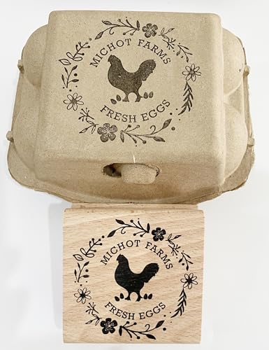 CHYHMYT | 3x3 inches Square Egg Carton Stamps | Chicken Eggs Stamper | Custom Resin Polymer Stamp