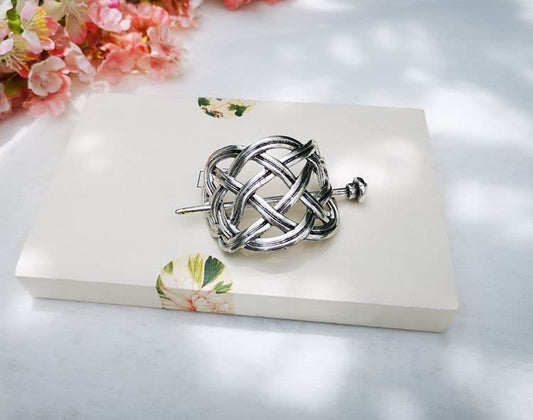 2 Pcs Viking Celtic Knots Clips Hairpin Hair Stick Accessories For Long Hair Women Girls Hair Accessories (Silver)