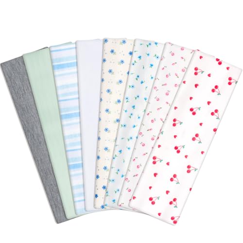 obeoby Floral Headbands for Women, Stripe Cherry Hairbands for Teen Girls Valentines Gifts Non Slip Cotton Fashion Hair Bands