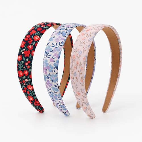 XIMEO Floral Headbands for Women – 3 Pack Adult Headbands, Elegant Flower Hairbands, Fashion Hair Accessories for Girls & ...