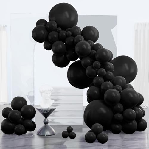 PartyWoo Black Balloons 152 pcs Different Sizes of 18 12 10 5 Inch Black Balloons Arch Kit Garland for Baby Shower Birthda...