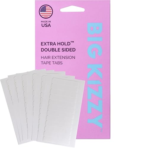 Big Kizzy Extra Hold Double Sided Hair Extension Tape - 72 tabs replacement tape - Strong hold of 6-8+ weeks - Made in USA