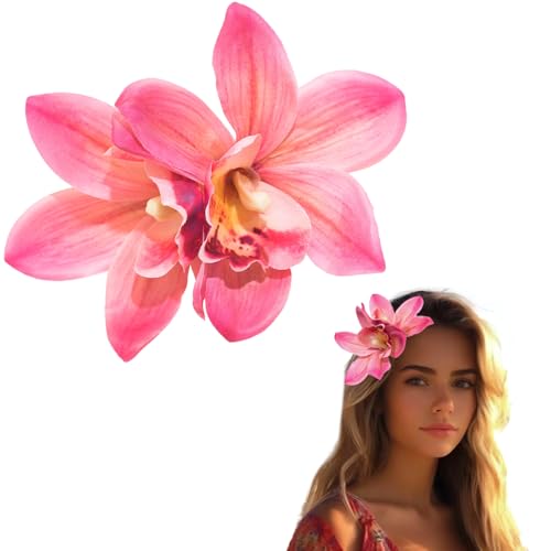 1 PCS Orchid Flower Hair Clips, 6Inch Large Hawaiian Artificial Flower Hair Barrettes Hibiscus Hair Clips for Wedding Brid...