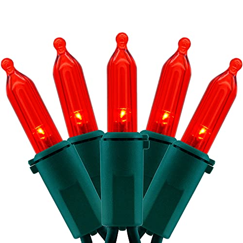 YULETIME 200 Count Red LED Christmas Lights, 66 Feet Green Wire UL Certified Commercial Grade Holiday String Light Set (Red)