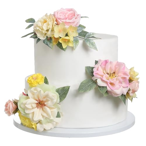RUIDKUN Cake Toppers Flowers,3 Pieces Hand-made Silk Flowers Cake Decorations for Birthday Baby Shower Wedding Valentine's...