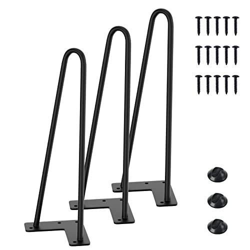 SMARTSTANDARD 12 Inch Heavy Duty Hairpin Furniture Legs, Metal Home DIY Projects for Nightstand, Coffee Table, Desk, etc w...
