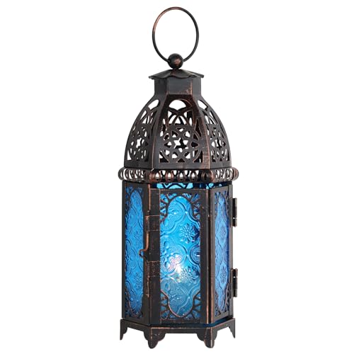 NEEDOMO Hanging Moroccan Lantern, 11'' Vintage Candle Holder, Metal Lanterns Decorative Indoor Outdoor, Table, Patio, Porc...