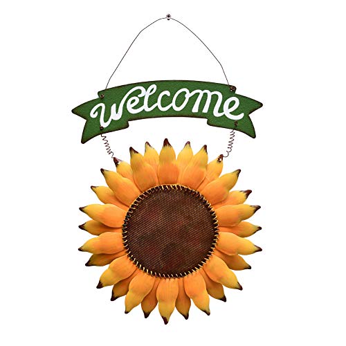 Metal Sunflower Welcome Sign Hanging Sunflower Wall Decor Spring Sunflower Decor Indoor Outdoor Sunflower Garden Decor