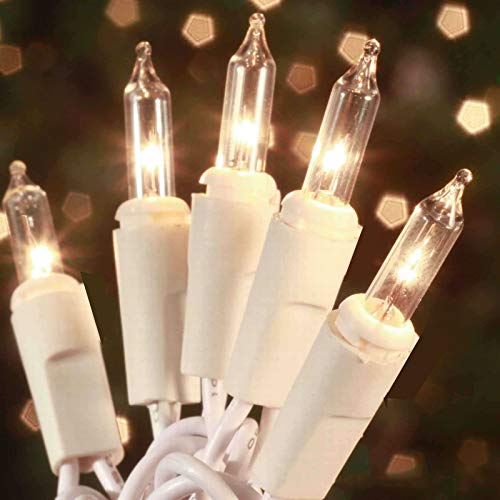 HISHINY Christmas Lights 100 Count Mini Clear Lights 21ft White Wire Christmas Tree String Lights Set for Outdoor Indoor C...