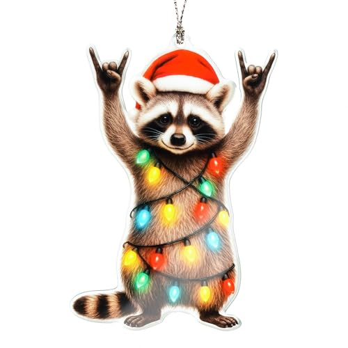 Funny Christmas Ornaments - Raccon Gifts - Raccoon Christmas Ornaments - Animal Lovers Ornaments - Racoon Ornament - Chris...