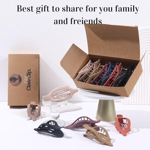 8 Pack Flat Hair Clips for Women,Matte No Crease Flat Claw Clips, Large Strong Hold Barrettes for Thick & Thin Hair, Frenc...