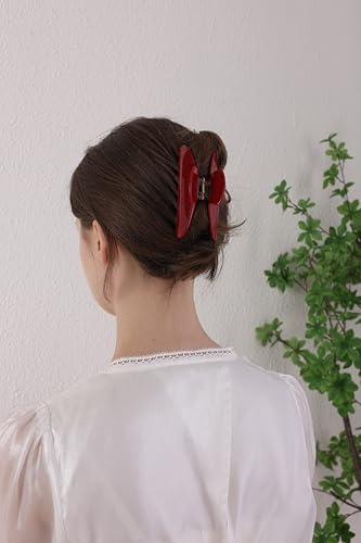 OideGuiing Durable Acetate Hair Clips - 4-Inch Cherry Red Claw Clips for Fine and Thick Hair (Red)