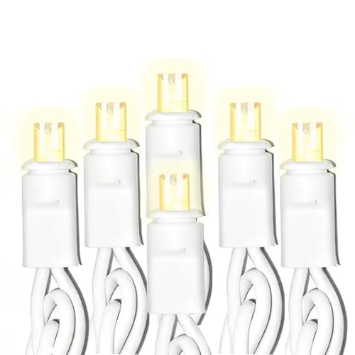 50 Counts Warm White LED Christmas Lights, 25ft Commercial Grade Outdoor String Lights - Waterproof UL Certified White Wir...