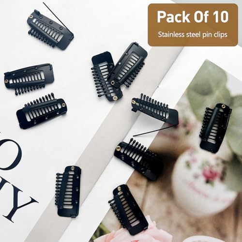 Jaasuee 10 Pcs Safety Pin Snap-Comb Hair Clips for Securing Dupatta, Turban, Scarf, Wedding Veil, and Wig Piece - Secure H...