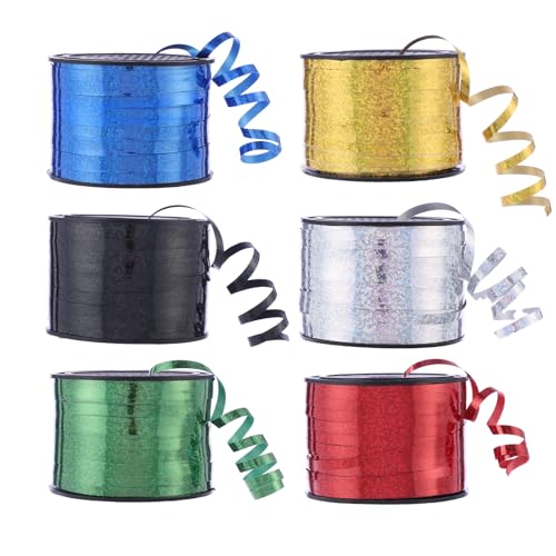 WWTIANFC 100 Yards Curling Ribbon-Balloon 6PCS Ribbon-Balloon String for Art&Craft Decor,Gift Wrapping,Ribbons and Bows fo...