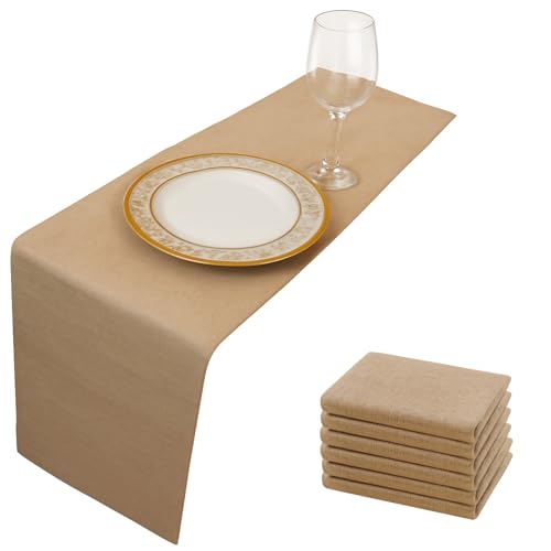 6 Pack Burlap Table Runners 12x108 Inch - Natural Jute Rustic Farmhouse Table Runner Decor for Western Wedding, Farmhouse ...