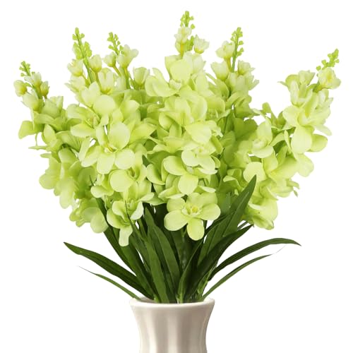 ICBOX 6PCS Delphinium Artificial Flowers 35.43'' Light Green Silk Flowers Faux Snapdragon with Stems for Wedding Bouquet H...