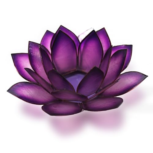Om Gallery Capiz Shell Lotus Flower Decor Tealight Candle Holder for Serene Ambiance - Handmade Decorative Candle Holders ...