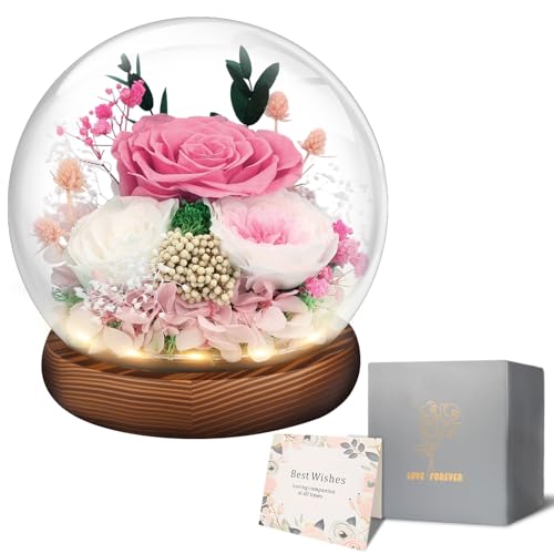 Preserved Flowers in Glass Dome, Gifts for Women, Mom Wife Grandma Girlfriend Bestie, Fresh Flowers for Delivery Prime, Re...