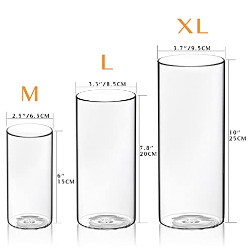 WDHODEC Cylinder Flower Vases 6PCS, Hurricane Candle Holders Pillar Votives Floating Candles Holder, Clear Glass Vase for ...