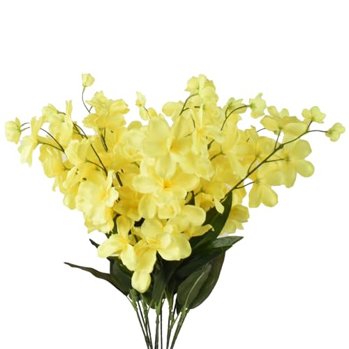 HOKPA 26.7'' Artificial Orchid Stems, 12 Pcs Yellow Silk Turquoise Orchids Flowers for Wedding Bridal Bouquet Boutonniere ...