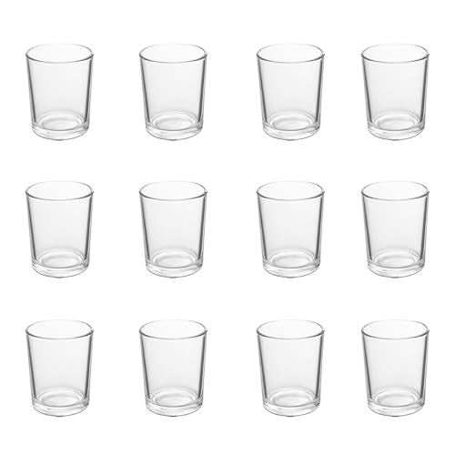 BTGLLAS 12pcs Clear Glass Tea Light Holders - Votive Candle Holders Bulk for Weddings Events - Glass Votives for Wedding C...