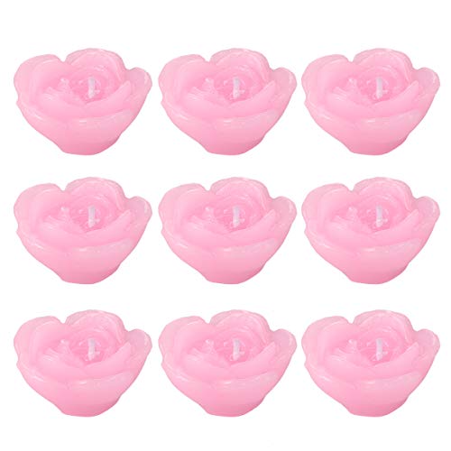 Decorative Candle Light- 12pcs Pink Rose- Shaped Candles Floating Flower Candle Home Decor for Wedding Party Bedroom
