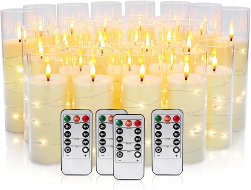 YOROXRG 24 Pack Christmas Decoration Flickering Flameless Candles,Battery Operated Candles,LED String Lights LED Candles f...