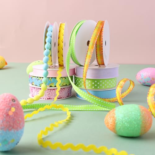 LaRibbons Pastel Ribbons for Crafts 10 Rolls Assorted Ribbon for Gift Wrapping, Hair Bows, DIY Crafts, Home Decor 46 Yards
