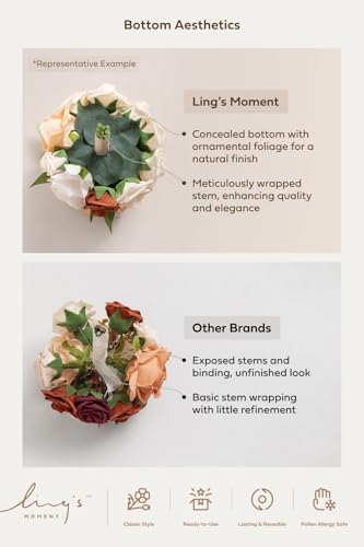 Ling's moment Terracotta Artificial Wedding Flower Bouquets for Bridesmaids Burnt Orange Floral Bouquet Rust Bridal Bouque...