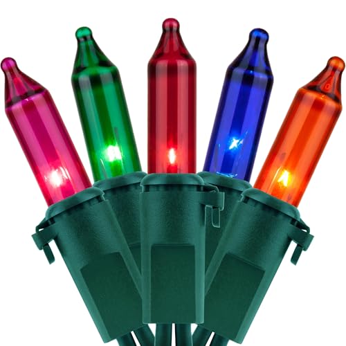 YULETIME 200 Multicolor Christmas Lights, Pack of 2 Sets 33 Feet 100 Count UL Certified Incandescent String Lights (Multic...
