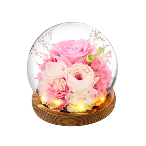 Forever Flowers Gifts for Mom .Birthday Gifts for Women, Preserved Flowers in Glass Fresh Flowers for Delivery Prime Pink ...