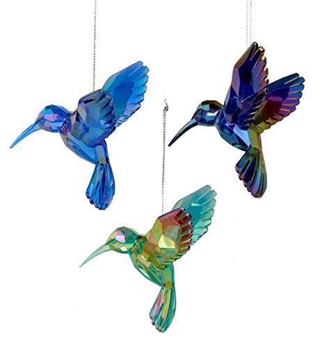 Kurt Adler Shiny Acrylic Hummingbird Ornaments, Set of 3, Assorted) for Christmas