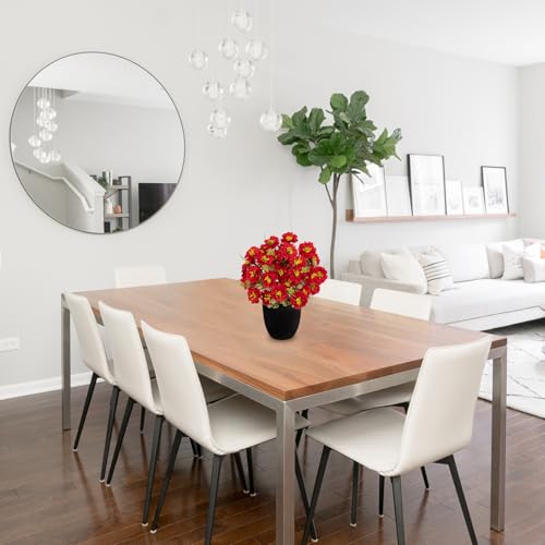 DILATATA Red Poppy Artificial Flowers in Pot 12 Inch Fake Flowers Silk Poppies Arrangement Faux Plant Flower Decor for Spr...