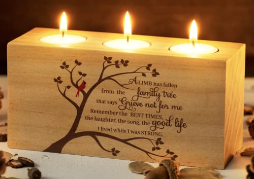 Sympathy Gifts for Loss of Loved One – Memorial Bereavement Gifts Candle Holders – Handcrafted Wooden Keepsake with Poem I...
